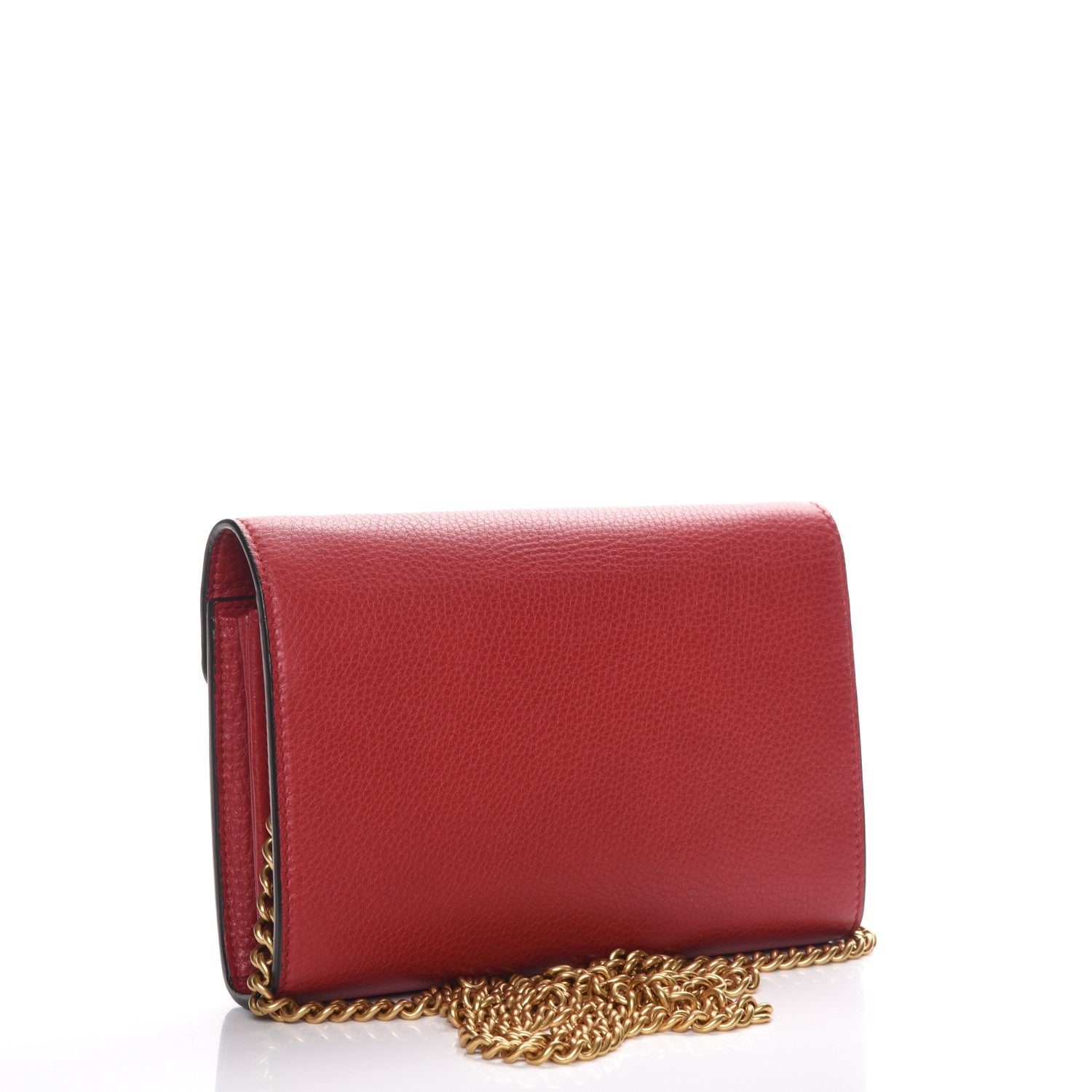 Gucci Calfskin GG Marmont Chain Wallet Vulcanic Red 3 of 7