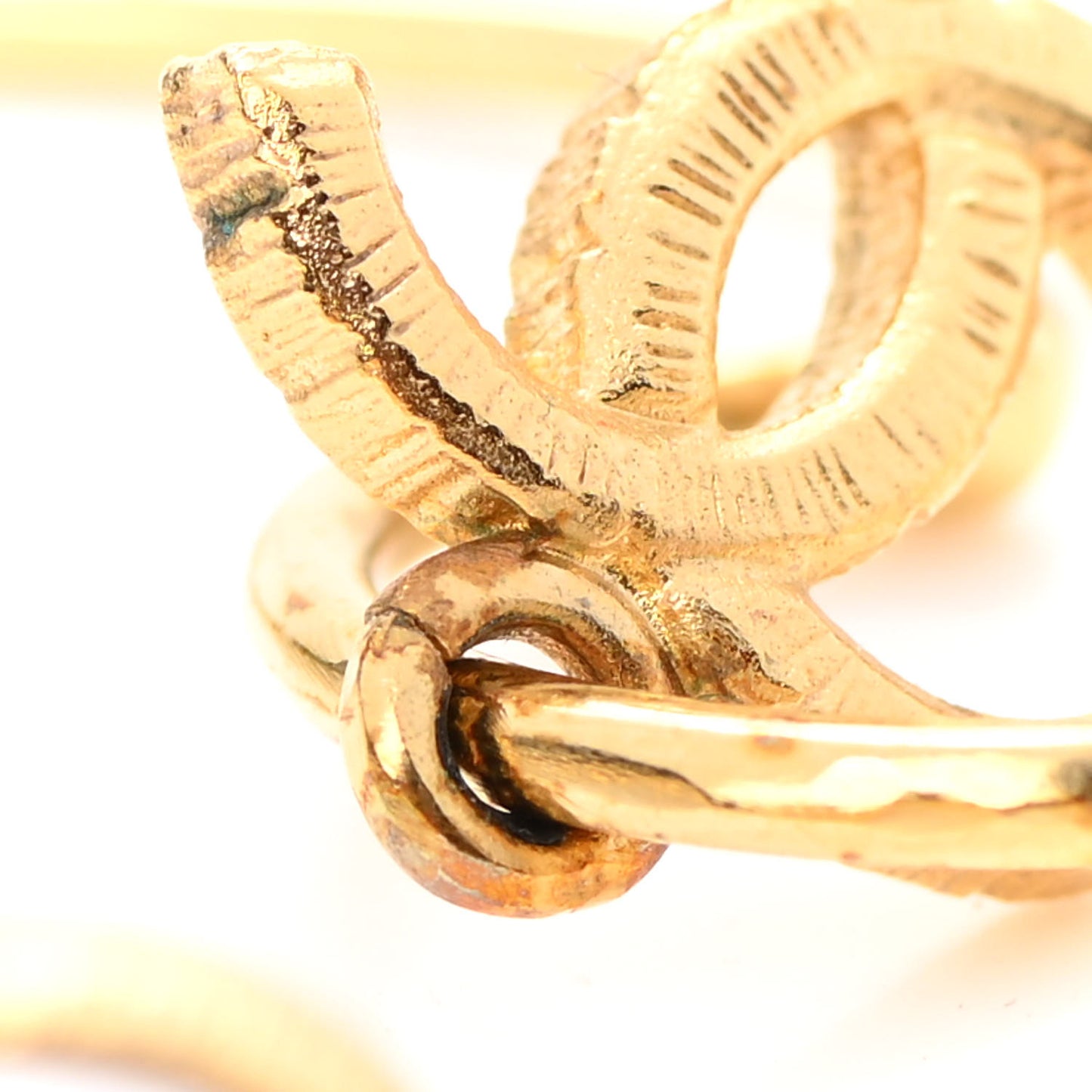 Pearl CC Tags Hoop Earrings Gold