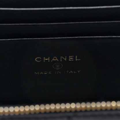 Chanel Shiny Lambskin Quilted Small Metal Wood Top Handle Vanity Case With Chain Black 6 of 11