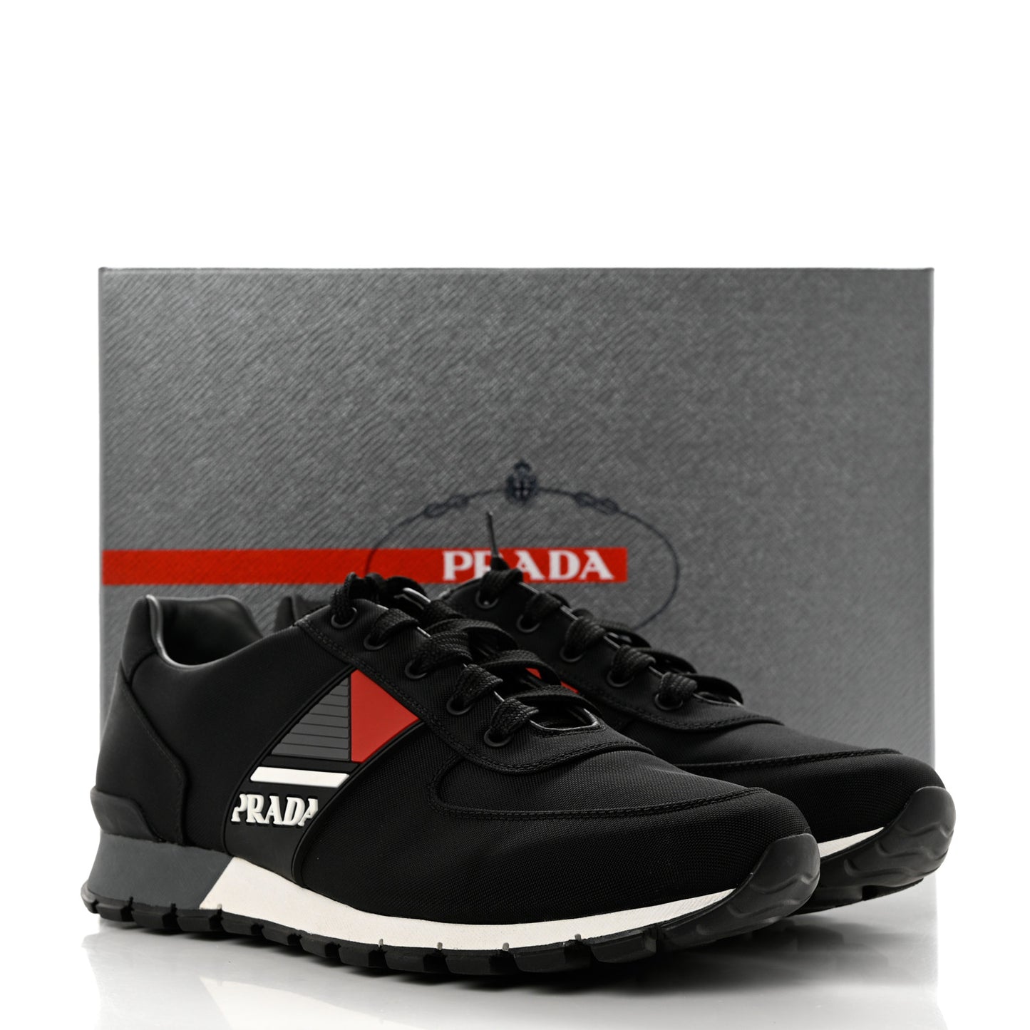 Nylon Tech Logo Mens Sneakers 8 Black