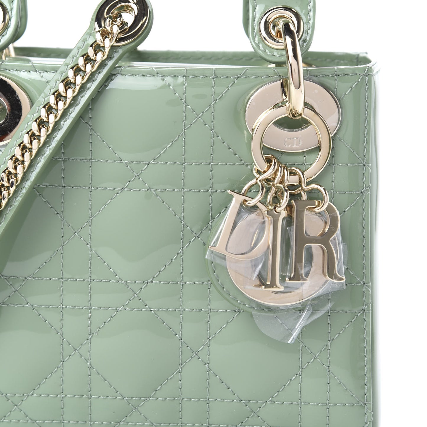 Patent Cannage Mini Lady Dior Mint Green