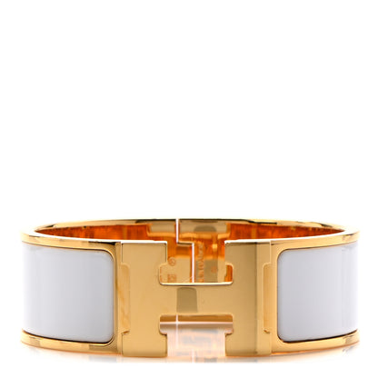 Hermes Enamel Wide Clic Clac H Bracelet PM White 1 of 7