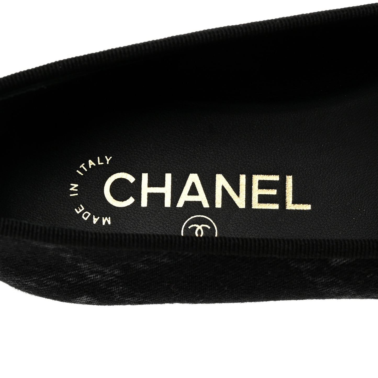 Printed Denim CC Cap Toe Ballerina Flats 36 Black White