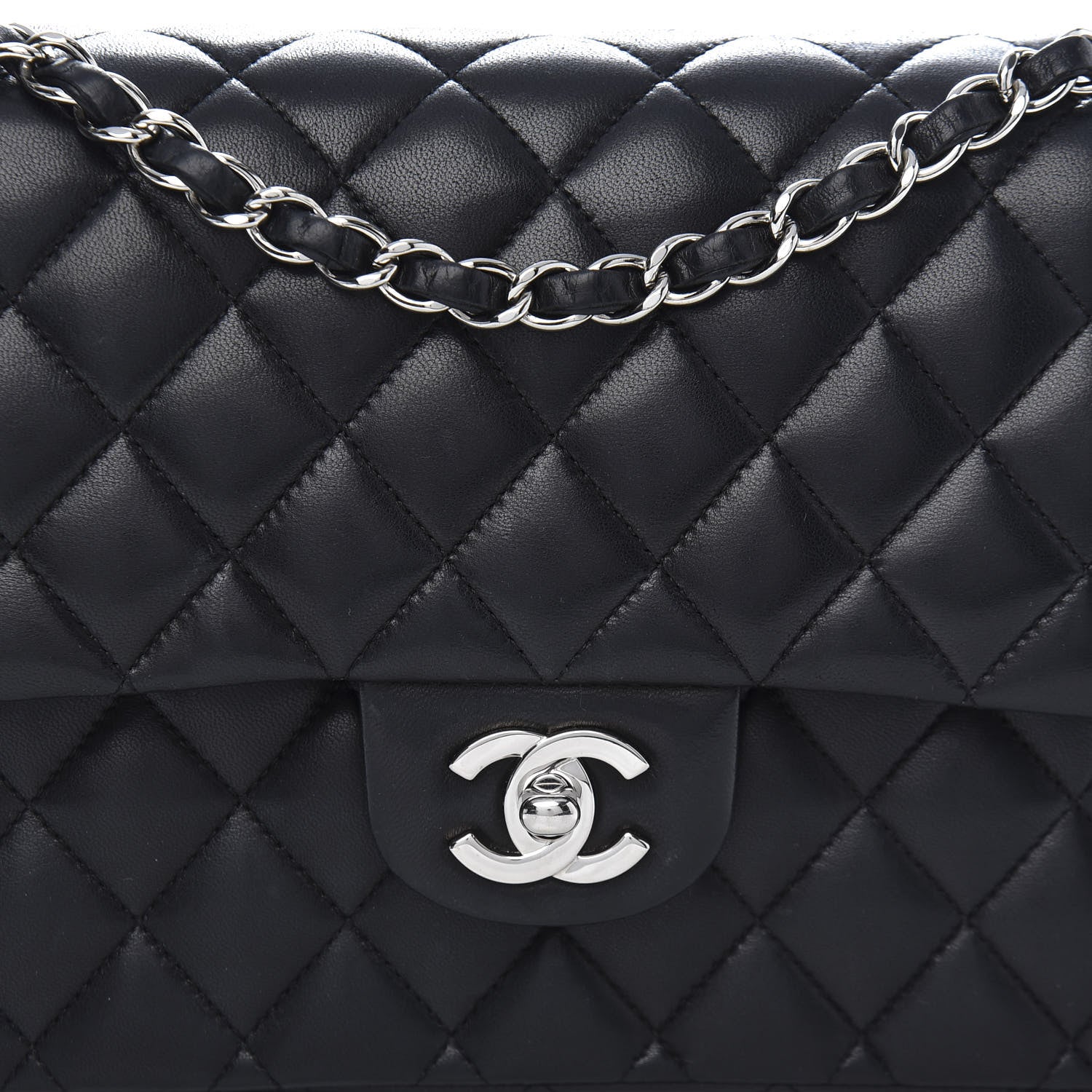 Chanel Lambskin Quilted Medium Double Flap Black 20 of 21