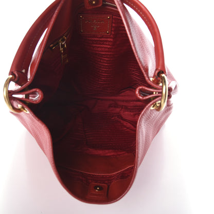 Prada Vitello Daino Logo Hobo Rosso 5 of 9