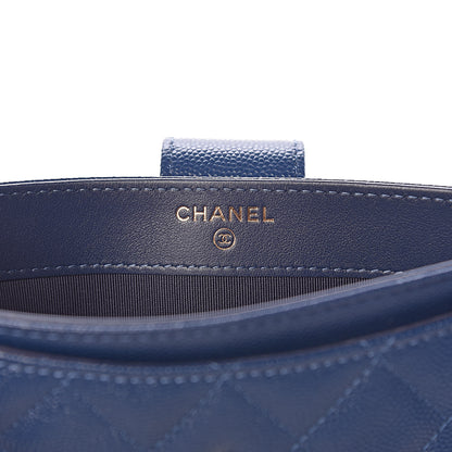 Chanel Iridescent Caviar Quilted Classic Strap Pouch Navy 7 of 10