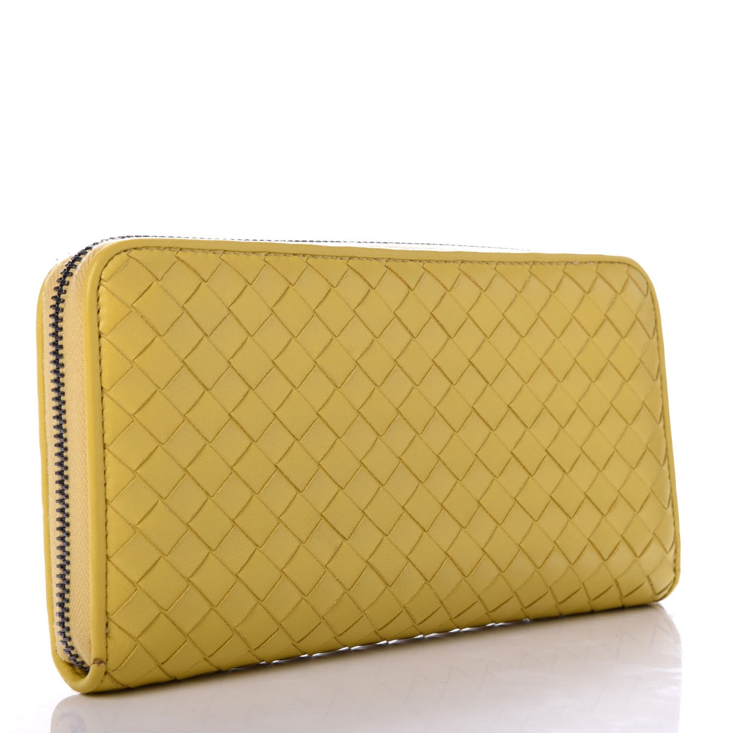 Nappa Intrecciato Zip Around Wallet Moutarde