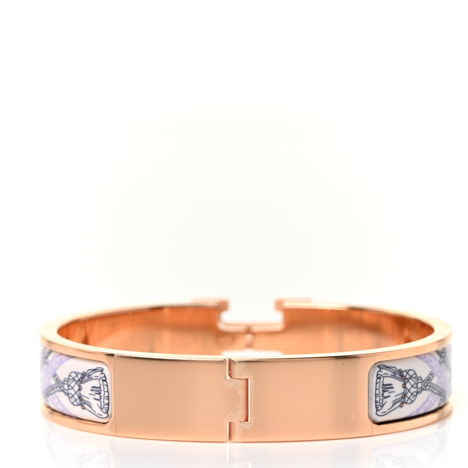 Hermes Enamel Narrow Print Grand Apparat Remix Multico Clic Clac H Bracelet PM Lilas 3 of 5
