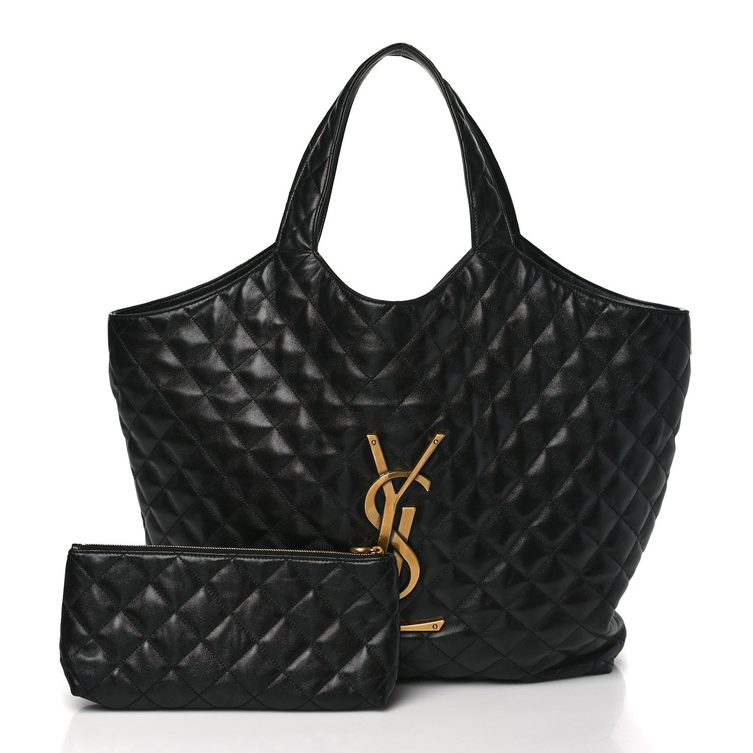 Saint Laurent Lambskin Quilted Maxi Icare Shopping Tote Black 3 of 9