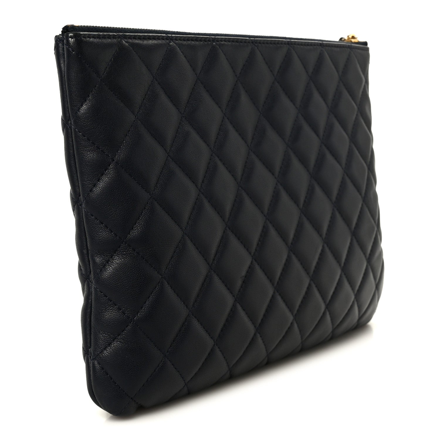 Chanel Lambskin Quilted Medium Cosmetic Case Navy Blue 3 of 8
