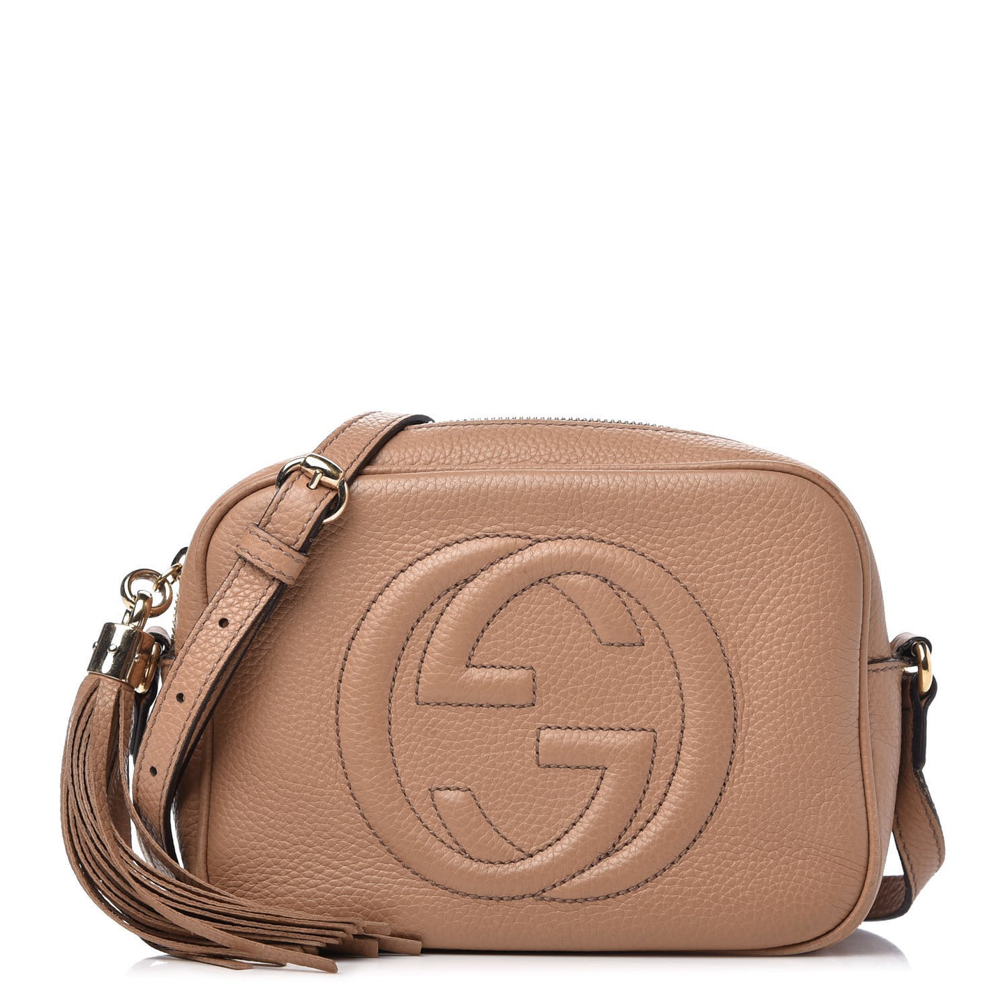 Pebbled Calfskin Small Soho Disco Bag Rose Beige