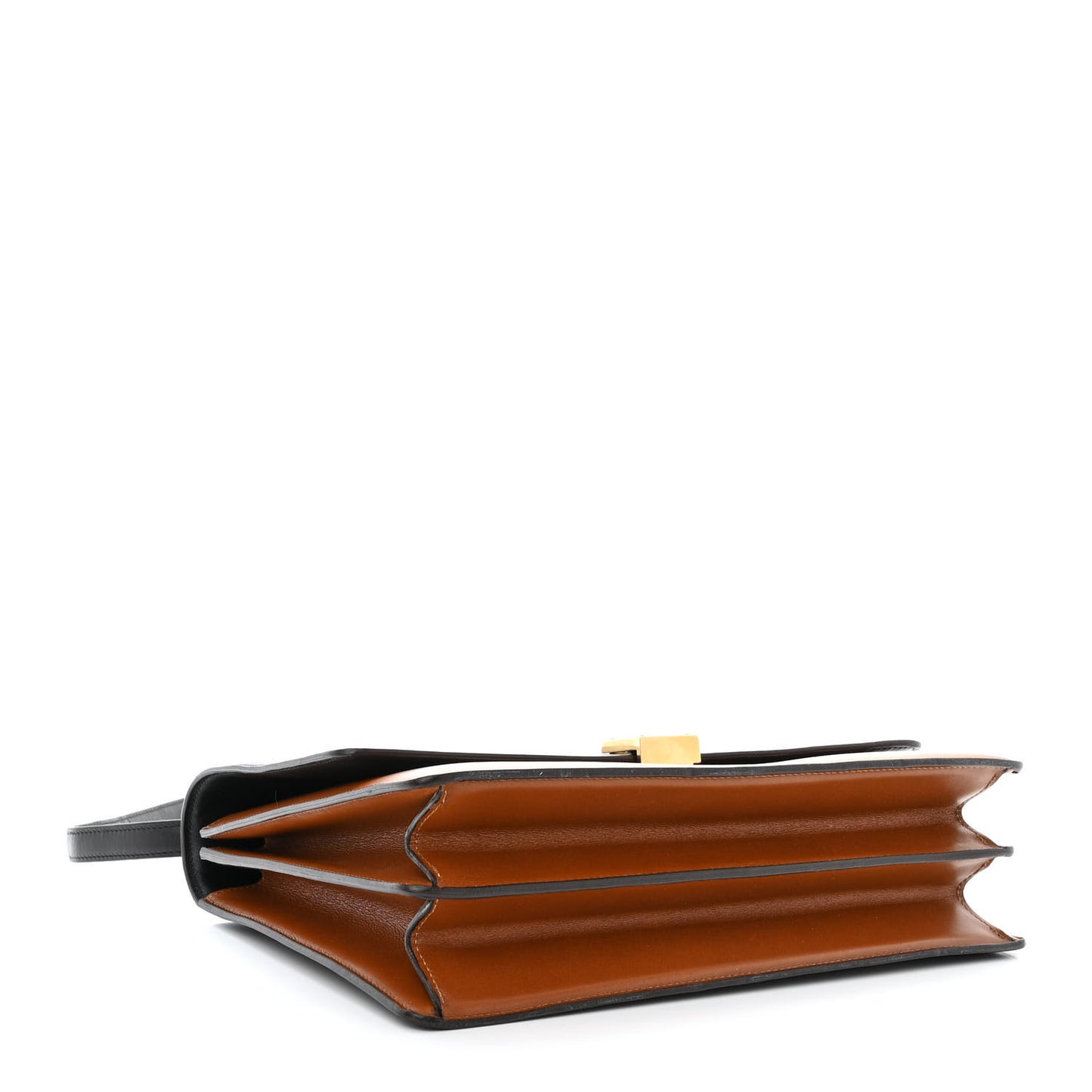 Smooth Calfskin Bi-Color Large Case Camel