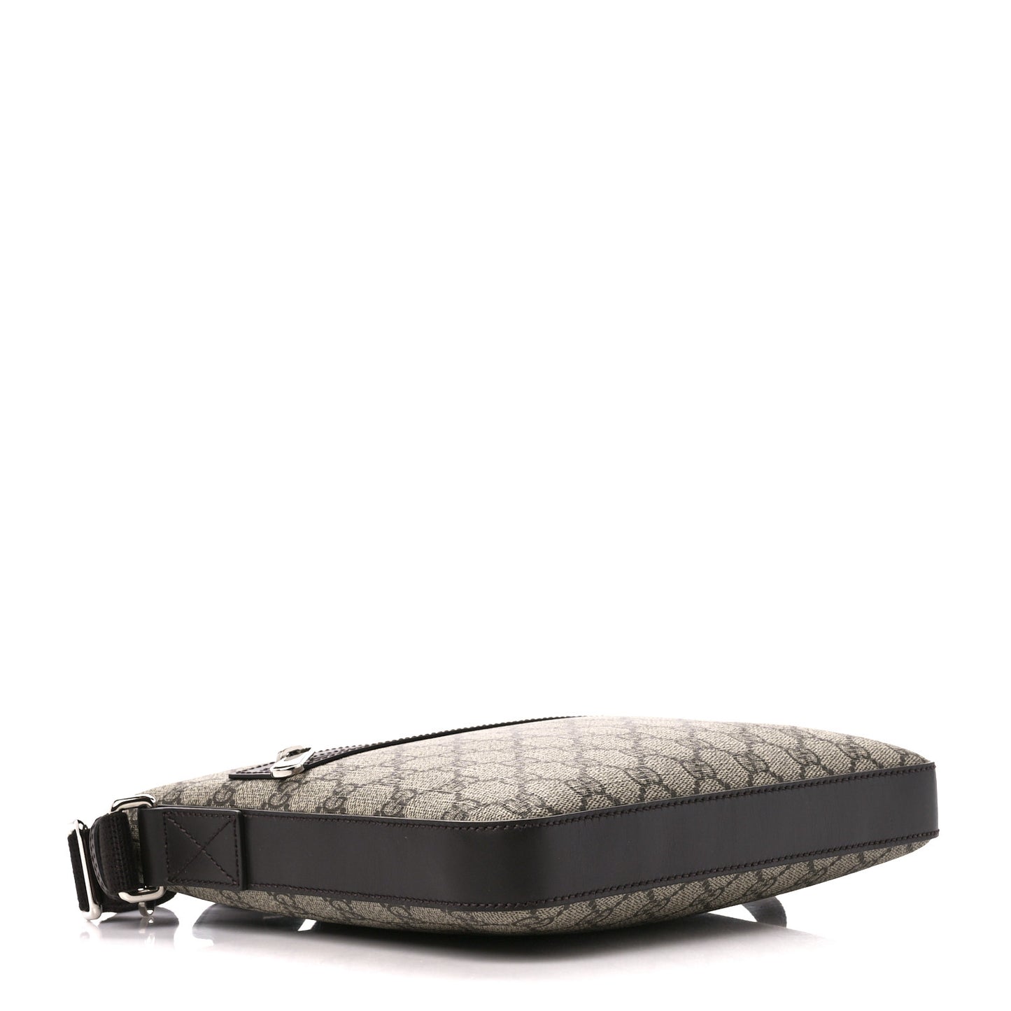 GG Supreme Monogram Selleria Calfskin Small Flat Side Zip Messenger Bag Beige Ebony Cocoa Dark Chocolate