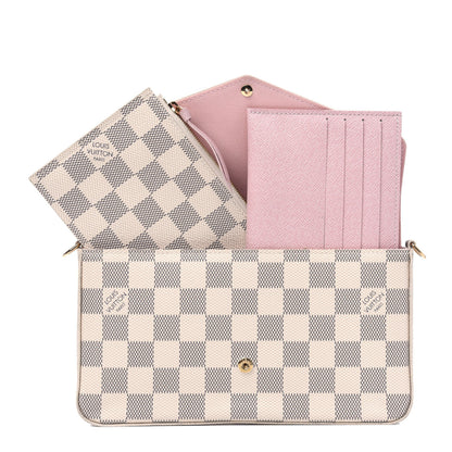 Louis Vuitton Damier Azur Pochette Felicie Chain Wallet Rose Ballerine 2 of 5