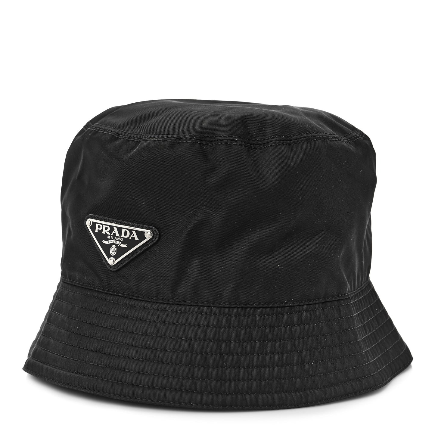 Re-Nylon Metal Triangle Logo Womens Bucket Hat M Black