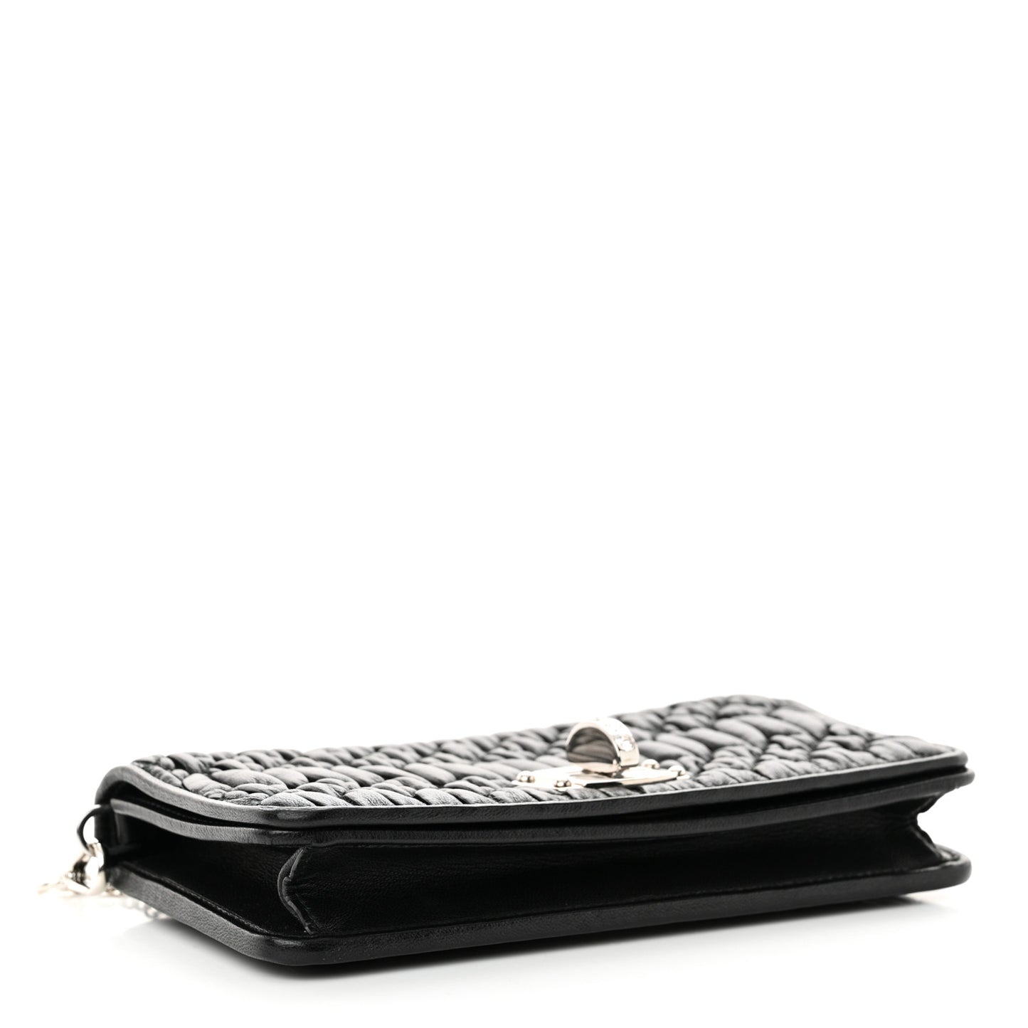Nappa Matelasse Crystal Chain Wallet On Chain Black