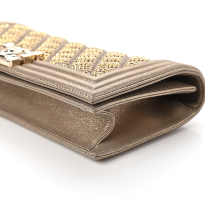 Chanel Metallic Lambskin Crystal Boy Flap Clutch Gold 7 of 11