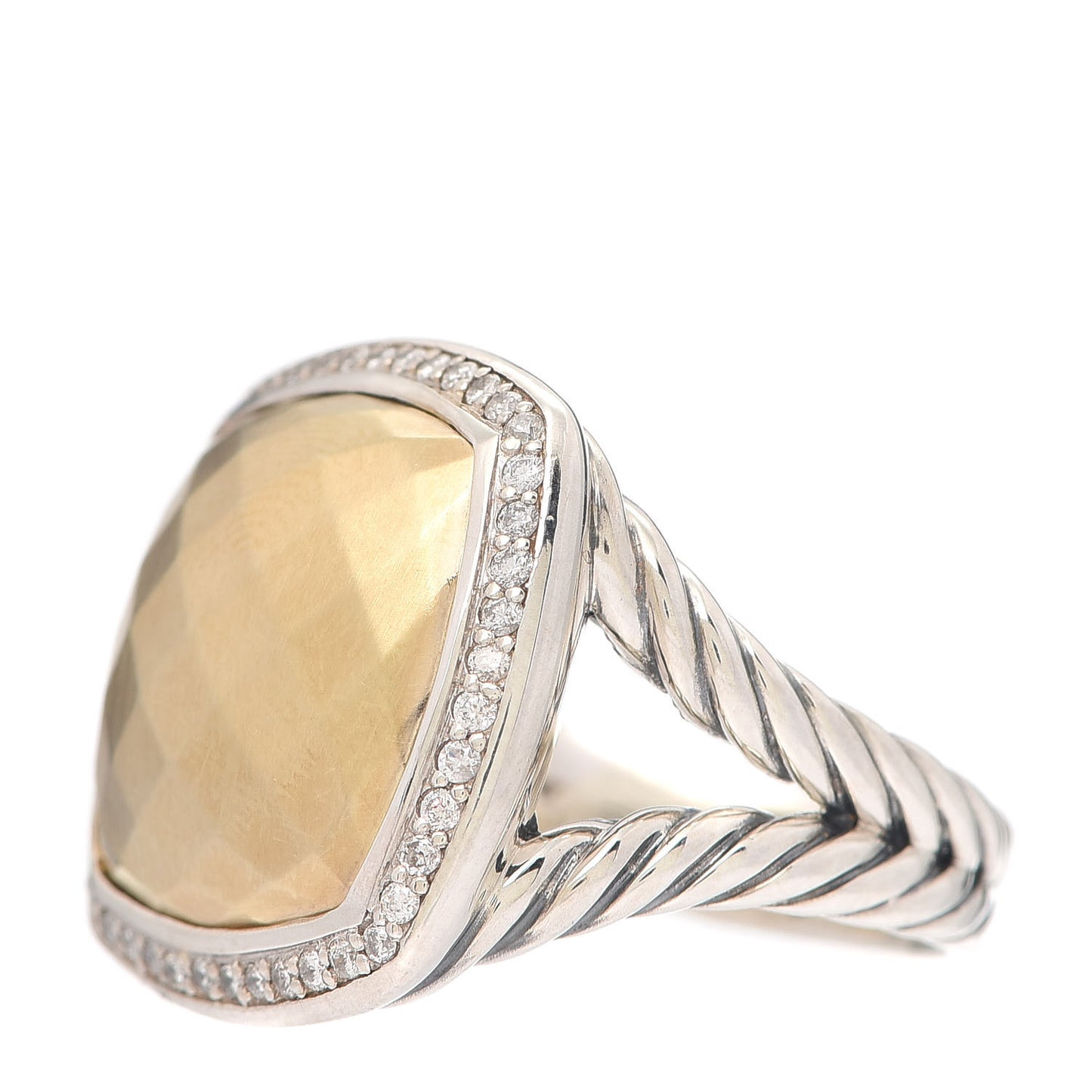 Sterling Silver 18K Yellow Gold Diamond 17mm Albion Ring 58 8.5