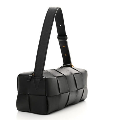 Bottega Veneta Lambskin Maxi Intrecciato Small Brick Cassette Bag Black 2 of 12