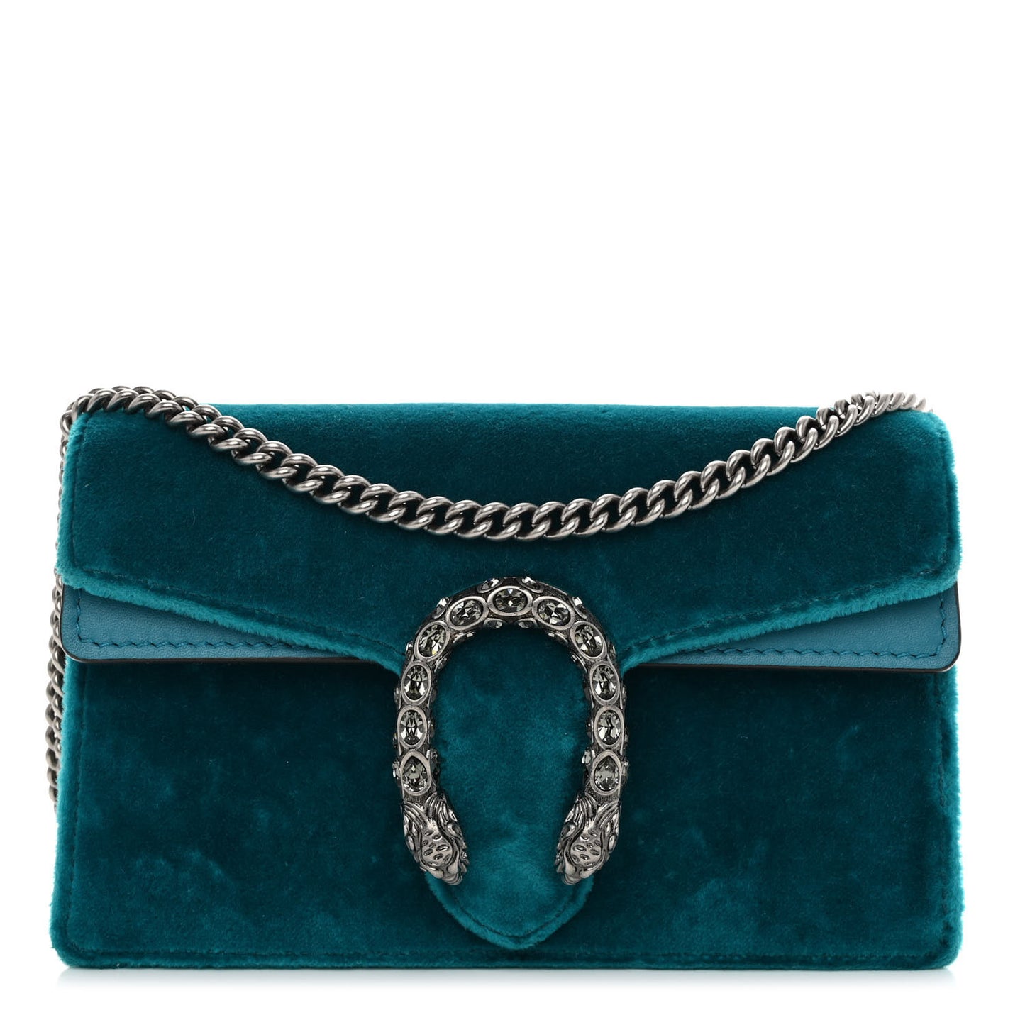 Velvet Super Mini Dionysus Shoulder Bag Pavone Cyan
