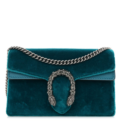 Gucci Velvet Super Mini Dionysus Shoulder Bag Pavone Cyan 1 of 9