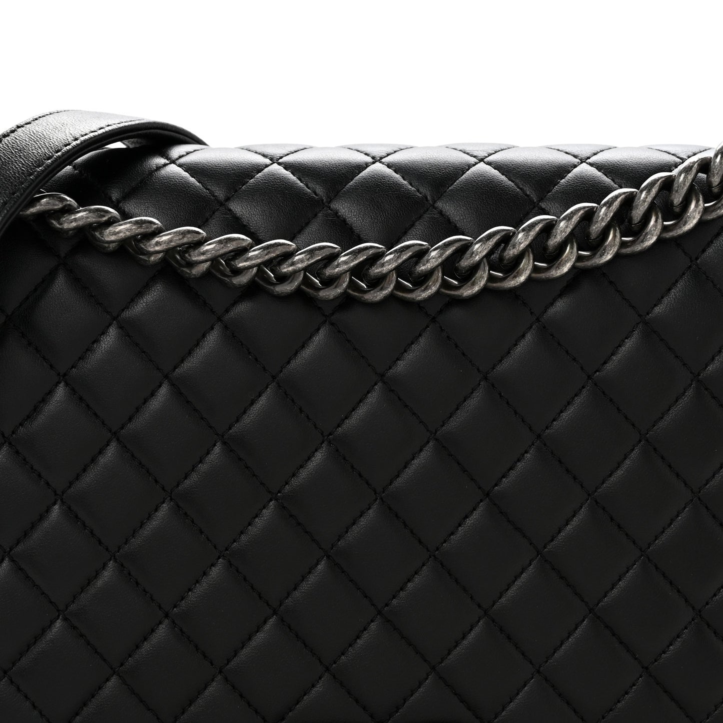 Lambskin Quilted New Medium Boy Flap Black