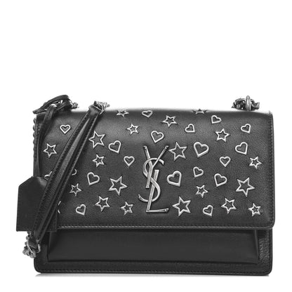 Saint Laurent Calfskin Stars and Hearts Medium Monogram Sunset Black 1 of 9