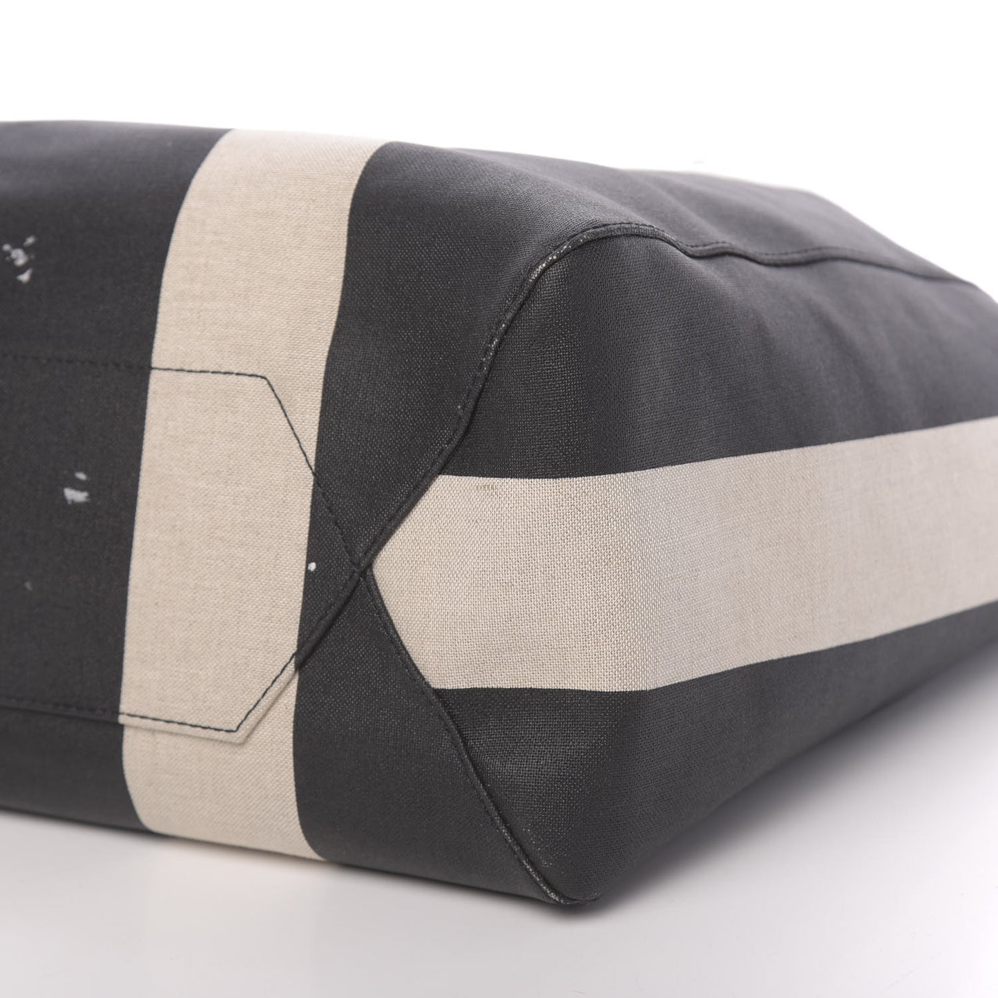 Canvas Stripe Shopper Tote Black White