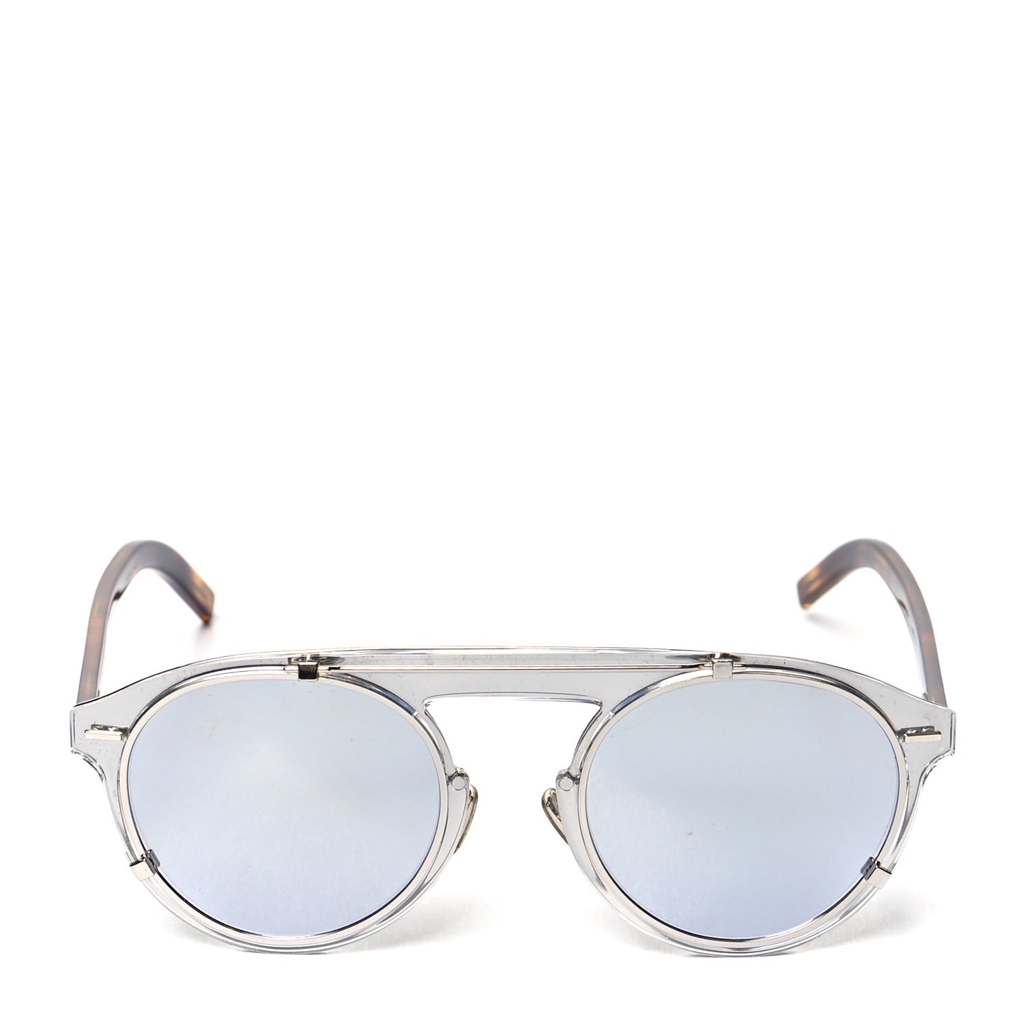 Round Genese Sunglasses Silver Tortoise
