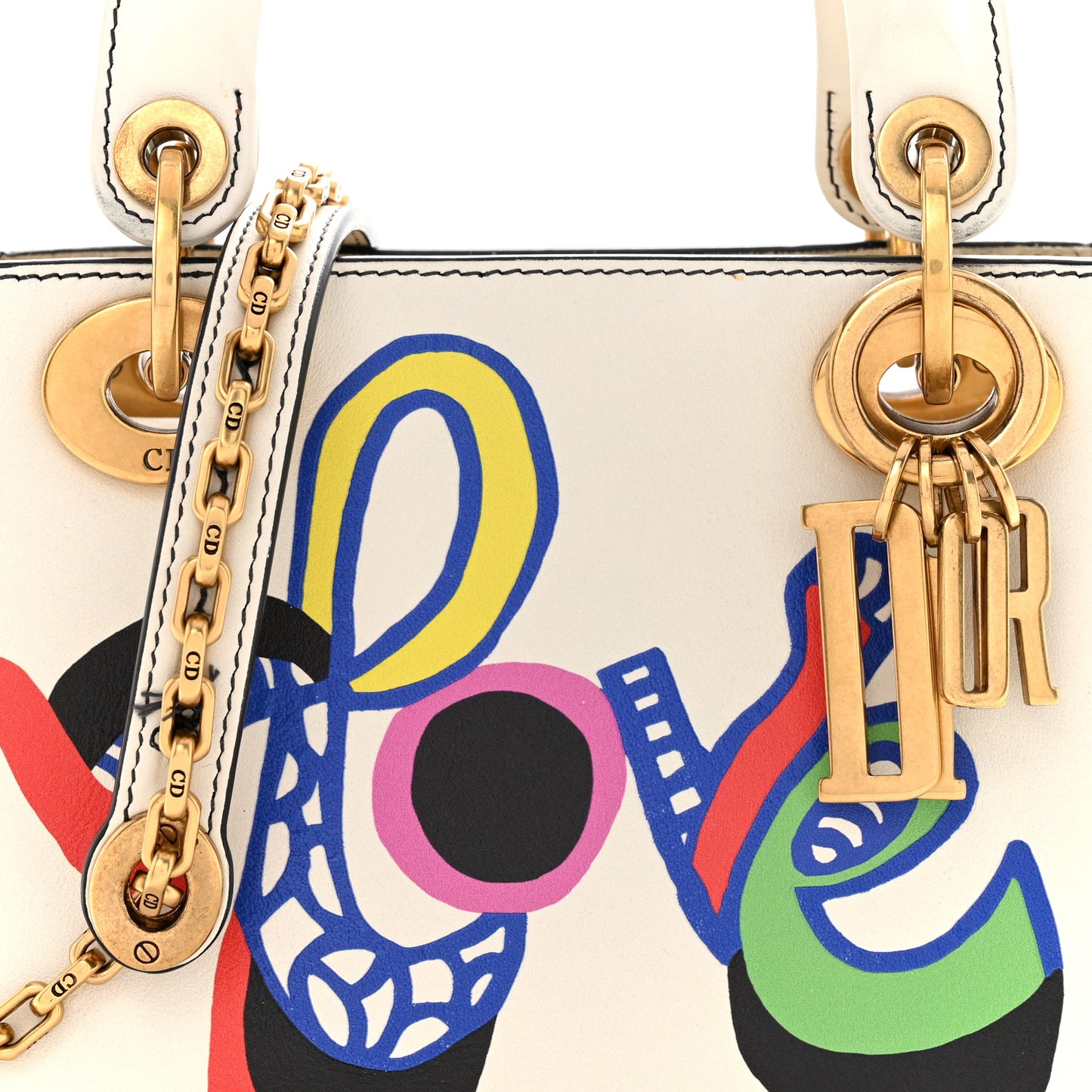 Calfskin Niki De Saint Phalle Love Mini Supple Lady Dior Off White