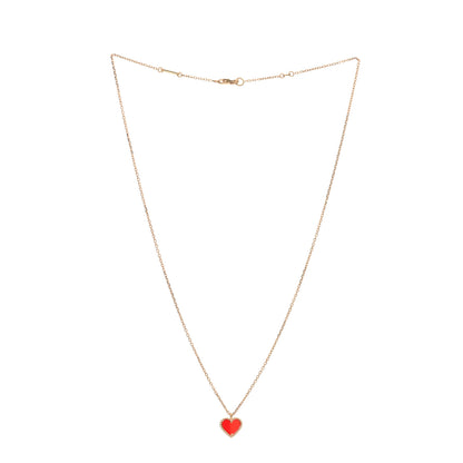Van Cleef & Arpels 18K Rose Gold Carnelian Sweet Alhambra Heart Pendant Necklace 3 of 5