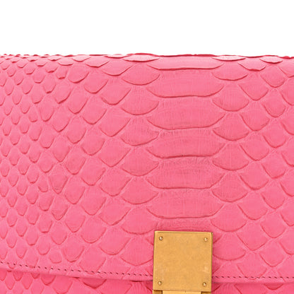Celine Snakeskin Medium Classic Box Flap Pink 13 of 17