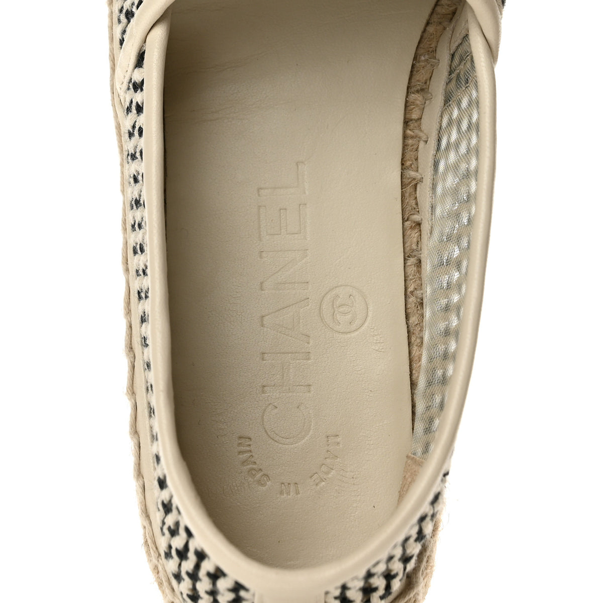 Chanel Mesh Grosgrain CC Espadrilles 36 Beige Black 8 of 12