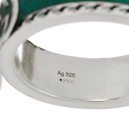 Gucci Sterling Silver Enamel Interlocking G ring 56 7.5 Turquoise 4 of 6