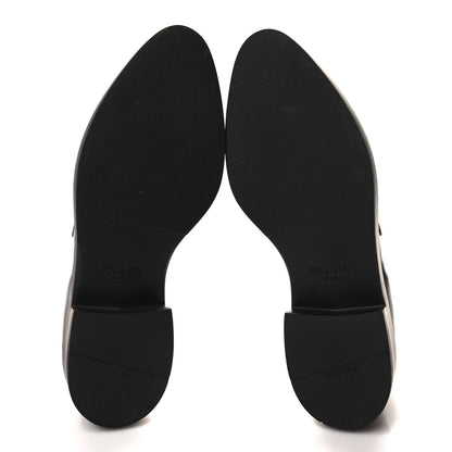 Prada Spazzolato Metal Triangle Logo Pointy 50mm Loafers 37.5 Black 5 of 9