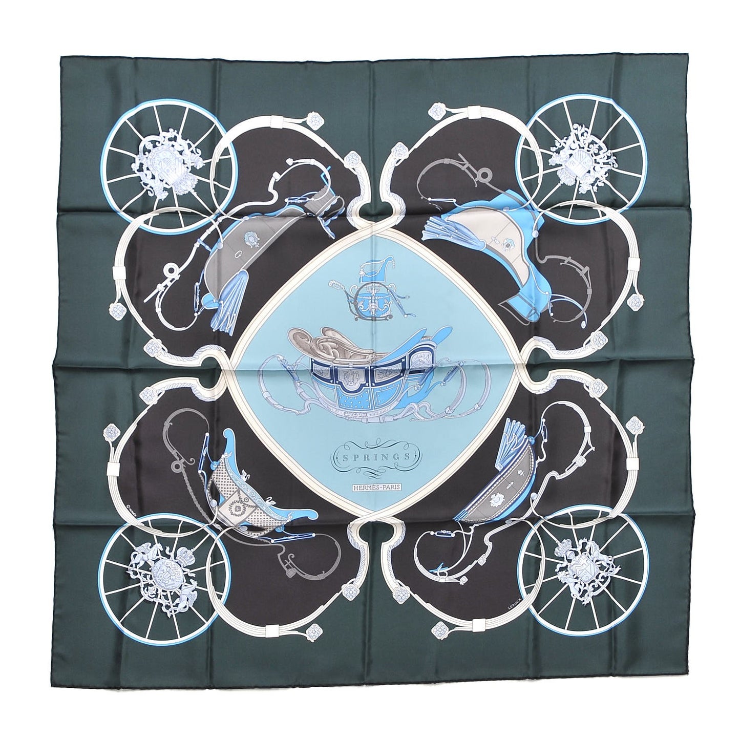 Silk Springs Scarf 90 Vert Sapin Anthracite Celadon