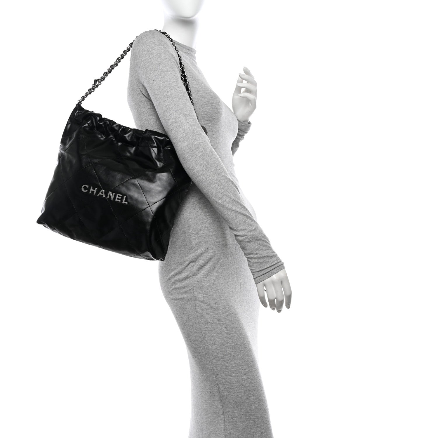 Chanel Shiny Calfskin Quilted Small Chanel 22 Black 2 of 12