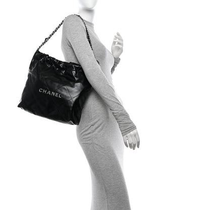 Chanel Shiny Calfskin Quilted Small Chanel 22 Black 2 of 12