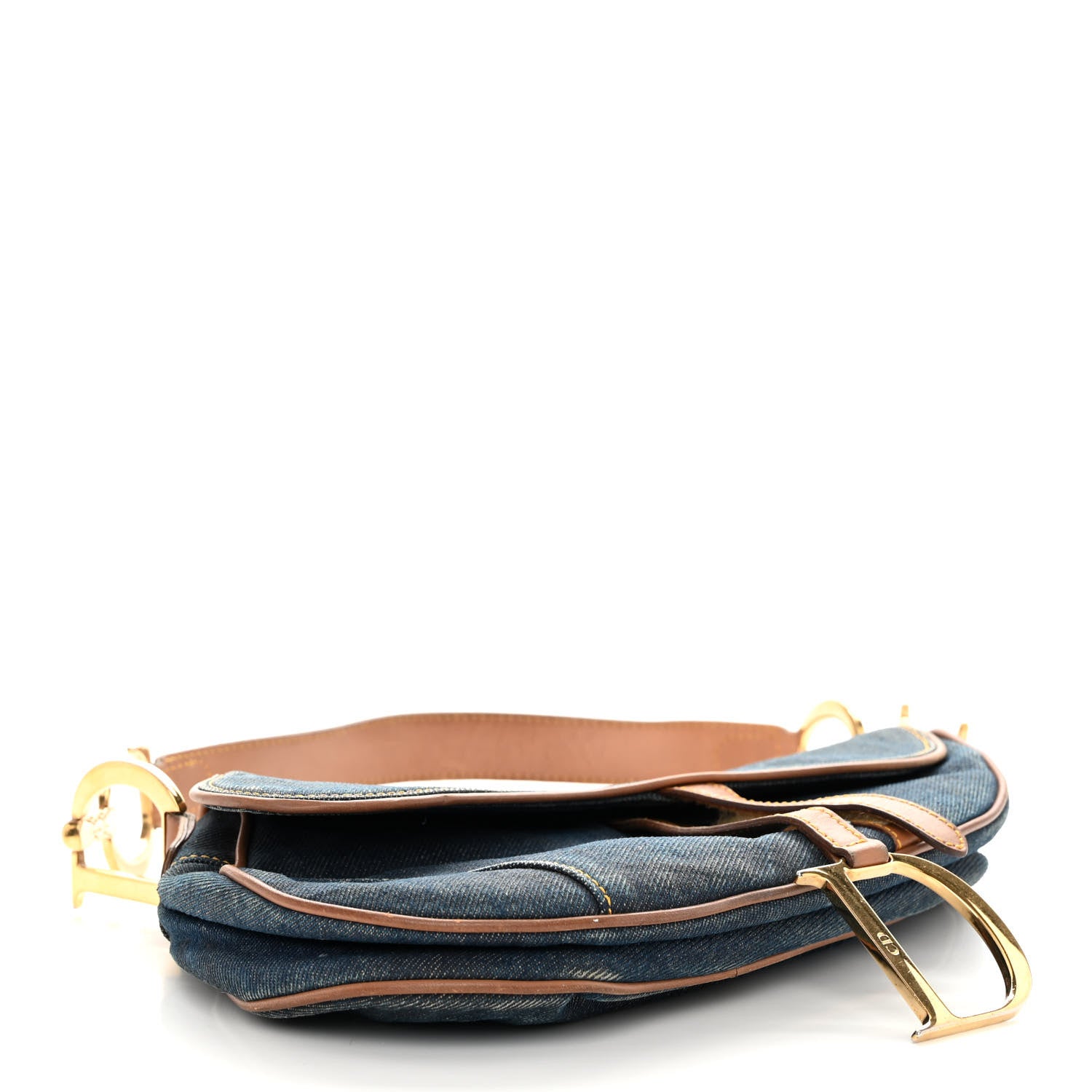 Christian Dior Denim Calfskin Saddle Bag Blue 4 of 11