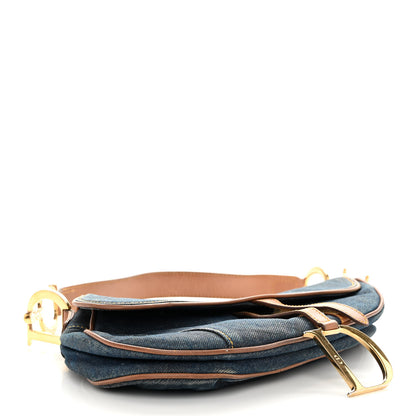 Christian Dior Denim Calfskin Saddle Bag Blue 4 of 11