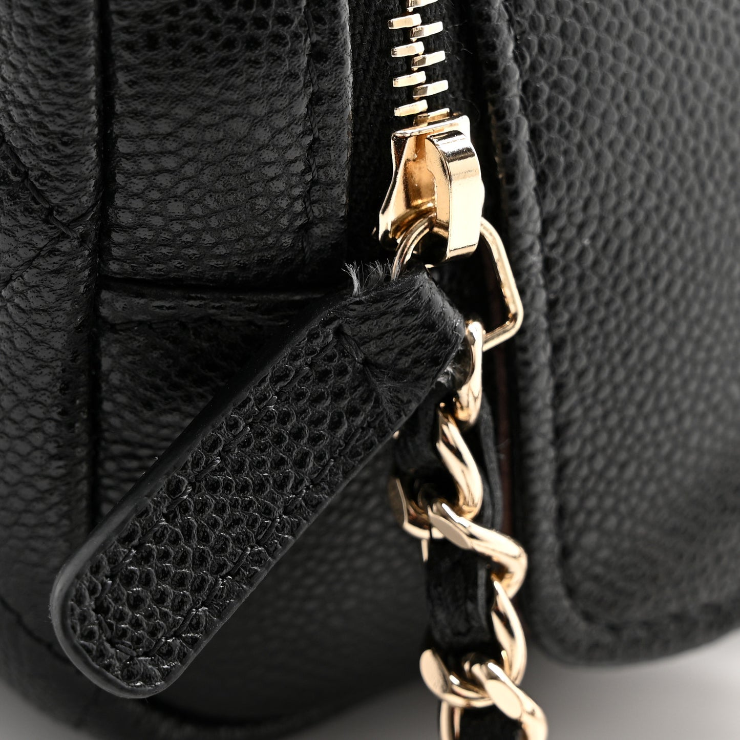 Caviar Quilted Double Zip Pouch Cosmetic Case Black