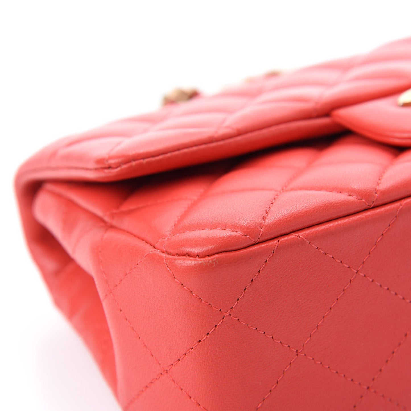 Lambskin Quilted Mini Rectangular Flap Red