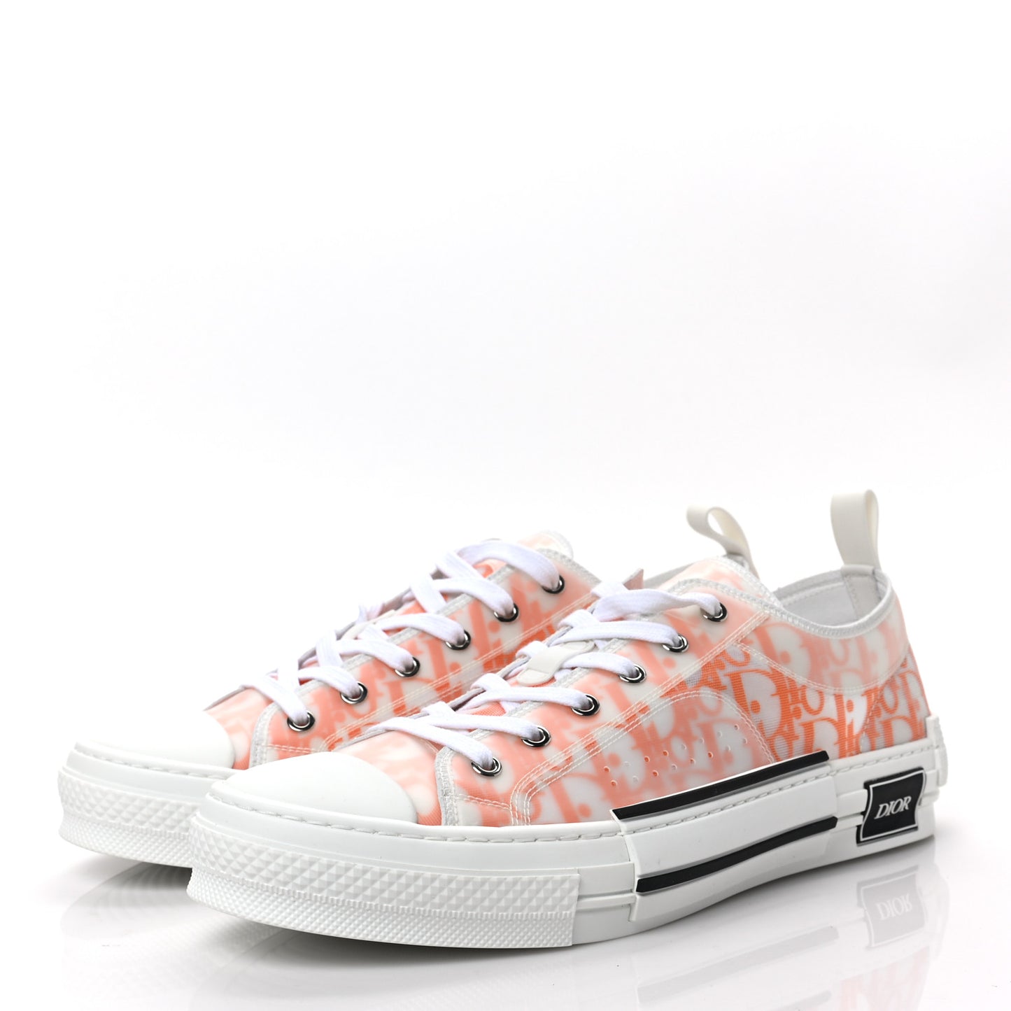 Technical Canvas Oblique Oblique Mens B23 Low Top Sneakers 44 White Orange