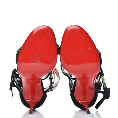 Christian Louboutin Strass PVC Veau Velours Raynibo 110 Strappy Sandals 36 Black Multicolor 5 of 10