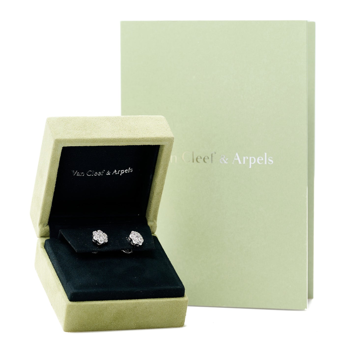 18K White Gold Diamond Fleurette Earrings