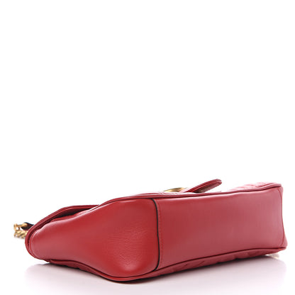 Gucci Calfskin Matelasse Small GG Marmont Shoulder Bag Hibiscus Red 3 of 12