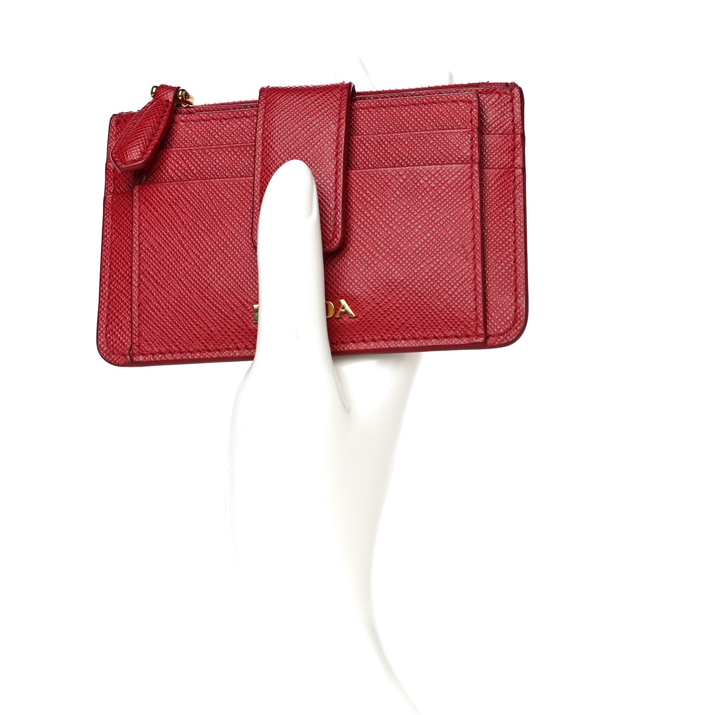 Saffiano Metal Coin Case Card Holder Fuoco