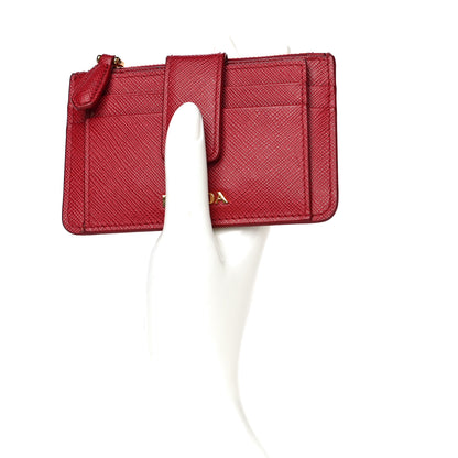 Prada Saffiano Metal Coin Case Card Holder Fuoco 2 of 14