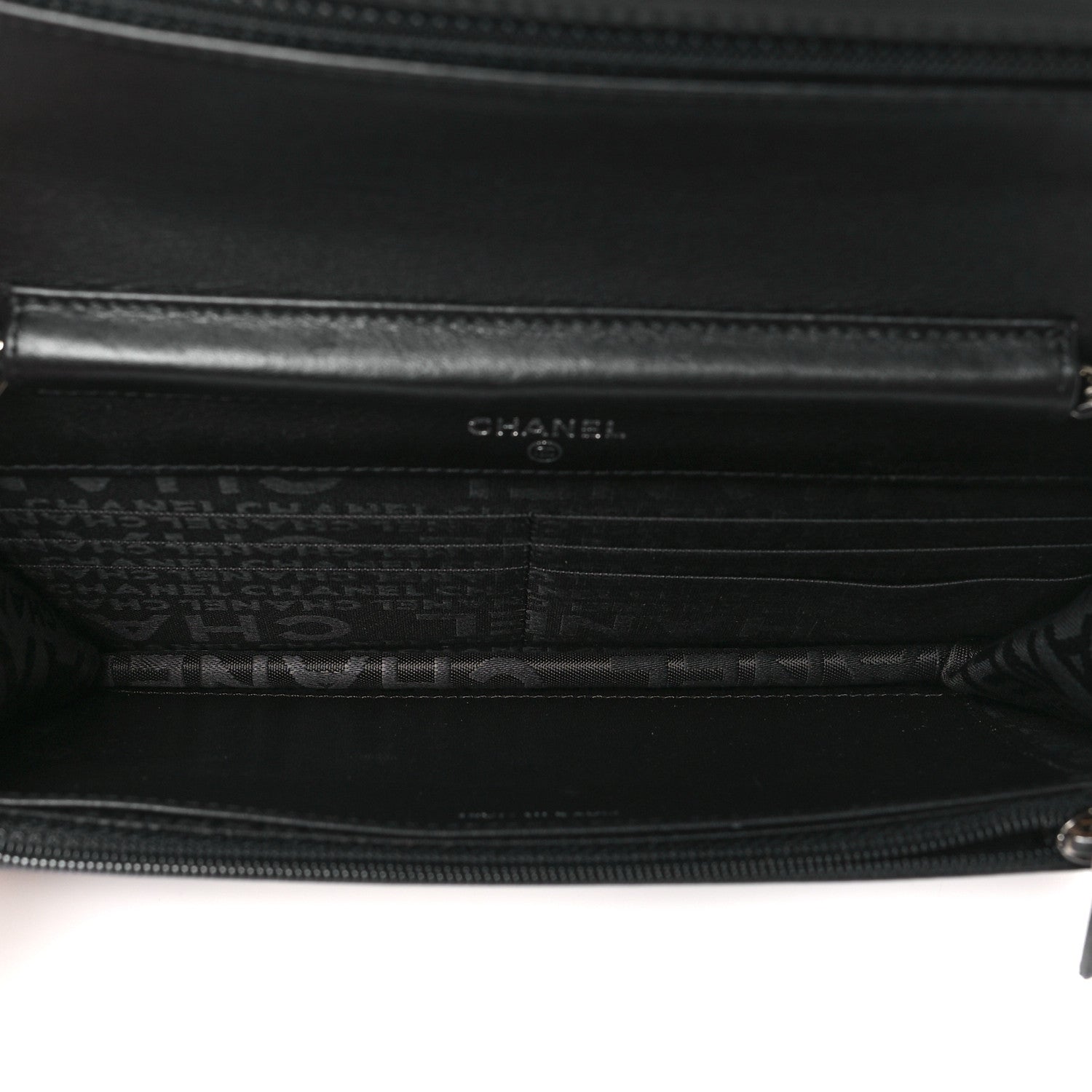 Chanel Lambskin Embossed Lax Wallet On Chain WOC Black 5 of 12