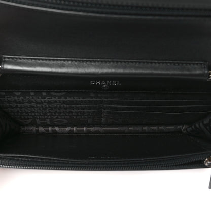 Chanel Lambskin Embossed Lax Wallet On Chain WOC Black 5 of 12